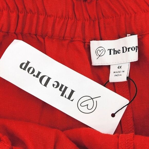 The Drop Priya Linen Shorts Womens Plus Size 4X Red Summer Vacation Travel Vacay - Picture 4 of 10